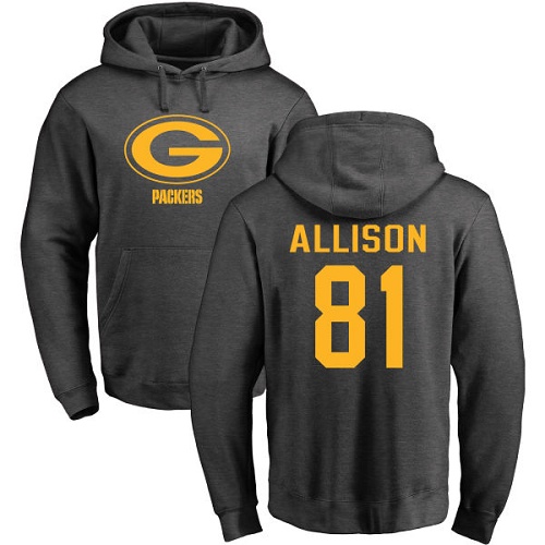 Men Green Bay Packers Ash #81 Allison Geronimo One Color Nike NFL Pullover Hoodie Sweatshirts